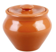 Brown Baking Stewing Stoneware Ramekin Clay Cooking Pot TERRACOTTA 0.5L Bean Pot picture