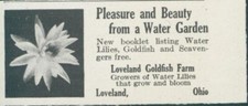 1931 Loveland Goldfish Farm Water Garden Booklet Offer Water Lilies Ohio Ad BH3 picture