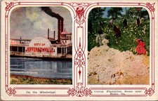 1909 Jeffersonville Steamboat Mississippi & Georgia Cotton Plantation Postcard picture