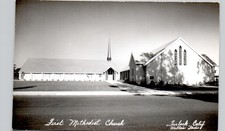1ST METHODIST CHURCH turlock ca c1950 postcard california real photo rppc picture