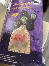 26” Trick or Treat Lighted Tombstone vintage vacuum form retired Halloween w/box picture