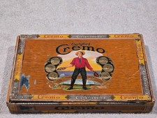 Vintage Cremo Wooden Cigar Box 1930s Empty Cowboy Lithograph 3 For 10 Cents Art picture
