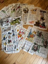 Vintage Linen Tea Towels Lot Of 19 Calender Souvenir Birds Cats Butterflies Owls picture