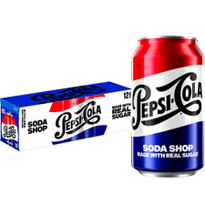 🥤 Pepsi Made with Real Sugar Cola 12 fl oz Cans 12 Pack 🚚  picture