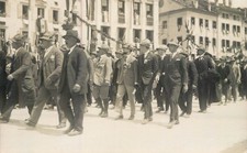 B633 Belluno Italy WWI Alpini Veterans Military Parade Street View RPPC c. 1920s picture