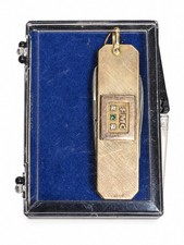 VINTAGE 1970s LONGS DRUGS SERVICE AWARD POCKET KNIFE / 12K GF DIAMOND EMERALDS picture