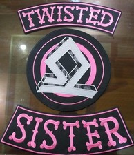 Twisted Sister Patch Set Large Back Rocker Pink Bone Biker Vest Jacket Patches picture