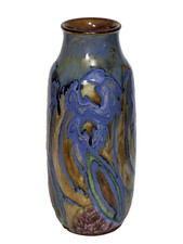 Doulton Lambeth Stoneware Drip Glaze Vase — Irises —Joan Honey & Winnie Bowstead picture