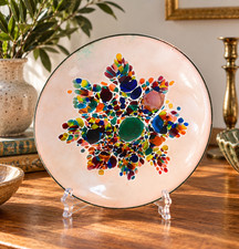 Vintage Kareka Signed Enamel on Copper Bowl 9