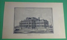 1893 Art Print Book-Plate View The High School Building DENVER Colorado 9 x 5.5