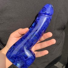1pc Blue melting stone Quartz Carved Penis Sculpture Skull Crystal Reiki Decor picture