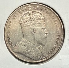 1908 Newfoundland-Canada 50 Cents Silver Coin-Edward VII- KM#11-MINTAGE=160,000 picture