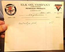RARE VTG BILLHEAD INVOICE 1930 ELK OIL COMPANY FAYETTEVILLE TN RED HAT MOTOR picture