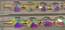 AB Asfour Crystal Octagon Garland Chain Gold Bowtie #1080 14mm | 22 Yards picture