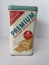 1969 Nabisco Premium Saltine Cracker Tin English & Spanish Vintage picture