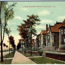 c1910s Chicago, IL Lake Shore Drive Postcard Knox Litho Residential Mansions picture