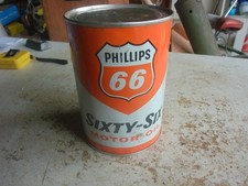Vintage Empty METAL Quart Oil can Phillips 66 Sixty Six Lot 26-50-B picture