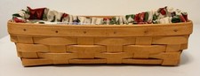 1998 Longaberger Long Basket Wood Fabric Liner Americana Farmhouse With Inserts picture