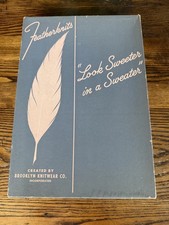 VINTAGE 1940s ADVERTISING EMPTY SWEATER BOX FEATHER KNITS BROOKLYN KNITWEAR  picture