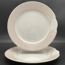 Schirnding Porcelain Art Deco Wave & Shell Dinner Plates 2pc Set 1974-89 Germany picture