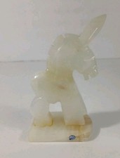 Vintage Carved White Onyx Stone Mule Donkey Burro 6