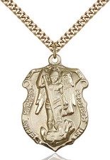 Men's 14K Gold Filled St Michael Coast Guard Military Catholic Medal Necklace picture