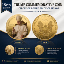 15Pcs Gold Trump Challenge Coin Flip Novelty Token MAGA Commemorative Coin picture