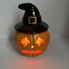 Vintage Scioto Ceramic Light Up Pumpkin w/Hat Halloween Rare Find picture
