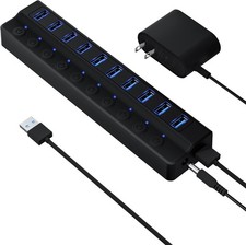 Powered USB Hub 3.0, 10-Port USB Splitter Hub... picture