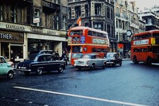 c1960's Kodachrome 35mm Slide London Piccadilly Qantas Bus Street Scene England picture