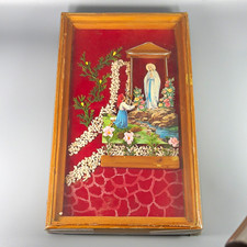 Vintage Our Lady of Lourdes St Bernadette Diorama Shadow Box Catholic Shrine picture