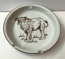 Vintage 1970's Ashtray Shafford Co. Wild Habitat Lion Ceramic 3 Cigarette Slots picture