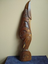 1st Nations, B.C., J. DAVID MARTIN Haida Yellow Cedar Wood Panel Carving. 1997 picture