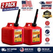 (2 pack) Midwest Can Auto Shut off Gasoline Can, 2 Gallon, 8 oz. Cpacity, Red  picture