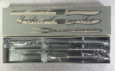 Vintage Stainless Steel Three Piece Carving Set Hollow Handle New With Box picture