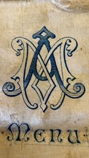 1890 French Mystery Menu Catholic Auspice Maria Symbol Silk Cloth picture