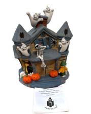 Partylite Haunted House Tealight Holder P7311 Halloween Ghosts Pumpkins w/Box picture