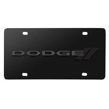 Dodge 3D Dark Gray Logo on Black Stainless Steel License Plate picture