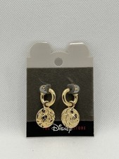 Disney Mickey Mouse Gold Tone Huggie Hoop Earrings on Original Card picture