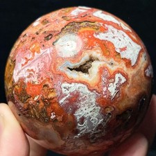 TOP 437G Natural Polished Warring States Red Agate  Sphere Crystal Healing L7432 picture