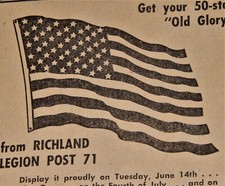 Vintage Advertisement, RICHLAND, WA,1965, General Telephone Co & American Legion picture