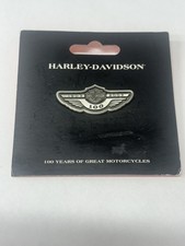 Harley Davidson 2003  100th Anniversary Pewter Winged Pin 97898-03V NEW ON CARD picture