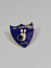 Mt Zion Bowl 200 Lapel Pin Blue Background Shield Shape picture