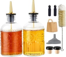 Simple Syrup Bottles Set of 2 Glass Coffee Syrup Dispenser Bottles 7 OZ W/ Metal picture