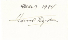 Harold Doc Edgerton MIT Autographed Signed Index Card AMCo COA 19894 picture