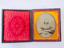 Antique 1850s Quarter Plate Daguerreotype Seated Woman Full Case Victorian Photo picture