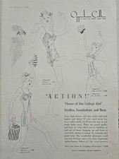 1938 Women's College Girl girdles bra Oppenheim Collins Vintage Fashiin Art Ad  picture