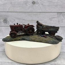 Americana Scrapbook S. S. Sarna Red Tractor with Log Wagon Resin Figurine 98-186 picture