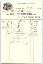 1888 Wm. Shwering Practical Horse Shoer Billhead Phila. picture