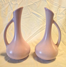 MCM Pair Royal Haeger Pink Matte Ewer Bud Vases Pitchers RG 92 Vintage picture